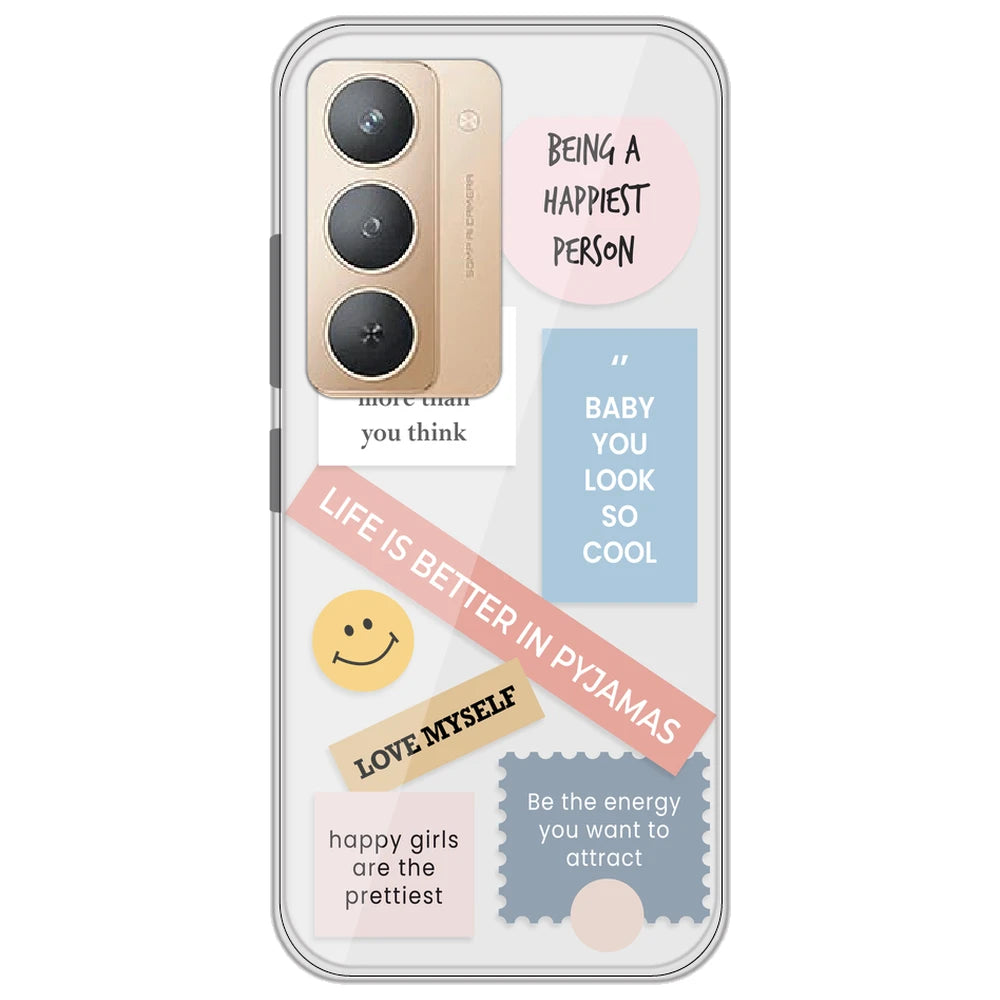 Be Happy - Clear Printed Silicone Case for Realme P3X