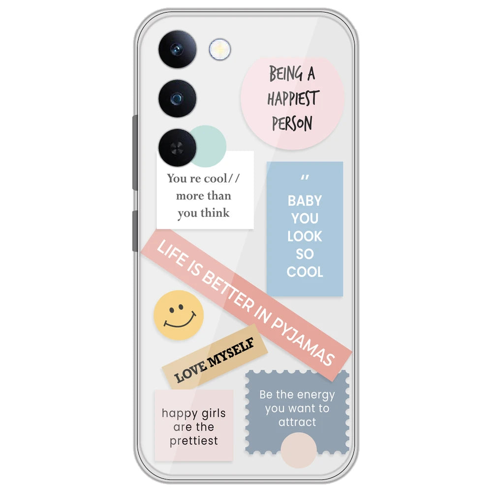 Be Happy - Clear Printed Silicone Case for Realme P4 Lite