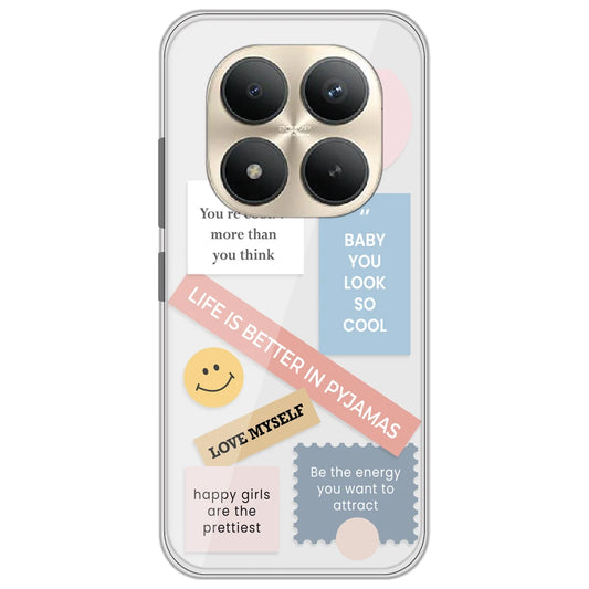 Be Happy - Clear Printed Silicone Case for Redmi Note 15 Pro Plus 5G