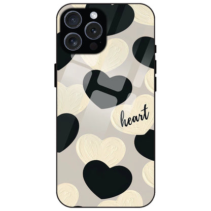 Black And White Hearts - Glass Case for Apple iPhone 16 Pro Max