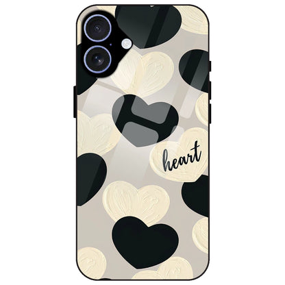 Black And White Hearts - Glass Case for Apple iPhone 17