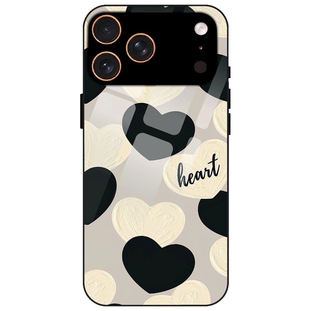 Black And White Hearts - Glass Case for Apple iPhone 17 Pro Max
