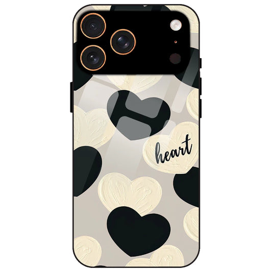 Black And White Hearts - Glass Case for Apple iPhone 17 Pro Max