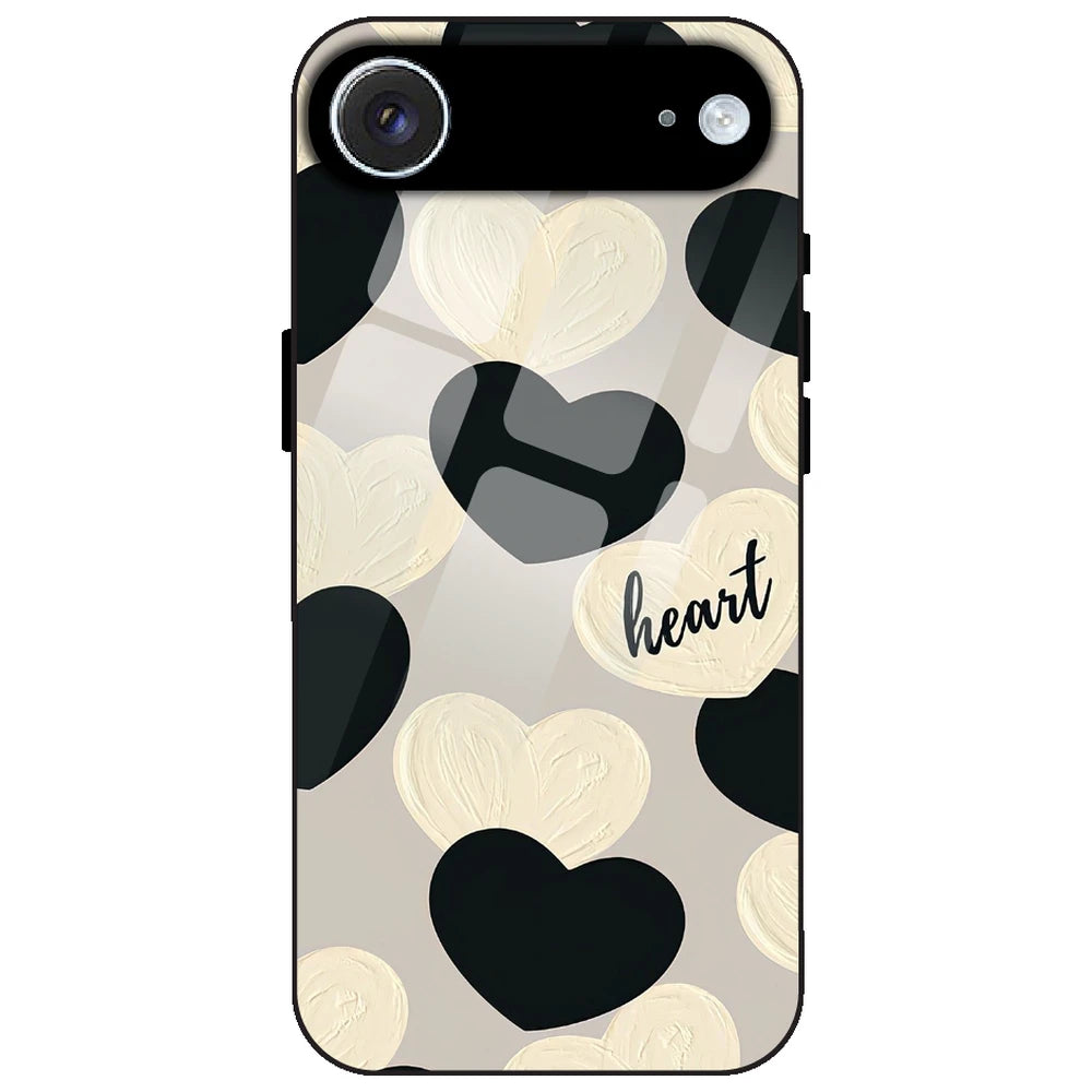 Black And White Hearts - Glass Case for Apple iPhone Air