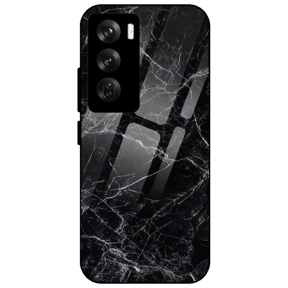 Black Marble - Glass Case for Oppo Reno 12