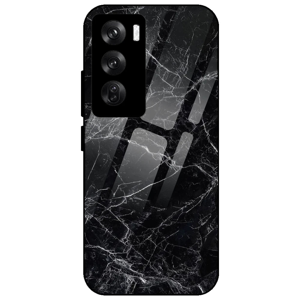 Black Marble - Glass Case for Oppo Reno 12 Pro