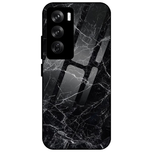 Black Marble - Glass Case for Oppo Reno 12 Pro