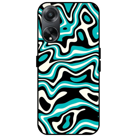 Blue & Black Waves - Glossy Metal Silicone Case for Oppo F23 5G