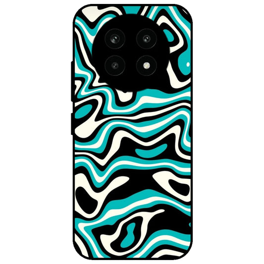 Blue & Black Waves - Glossy Metal Silicone Case for Realme 13 Pro 5G