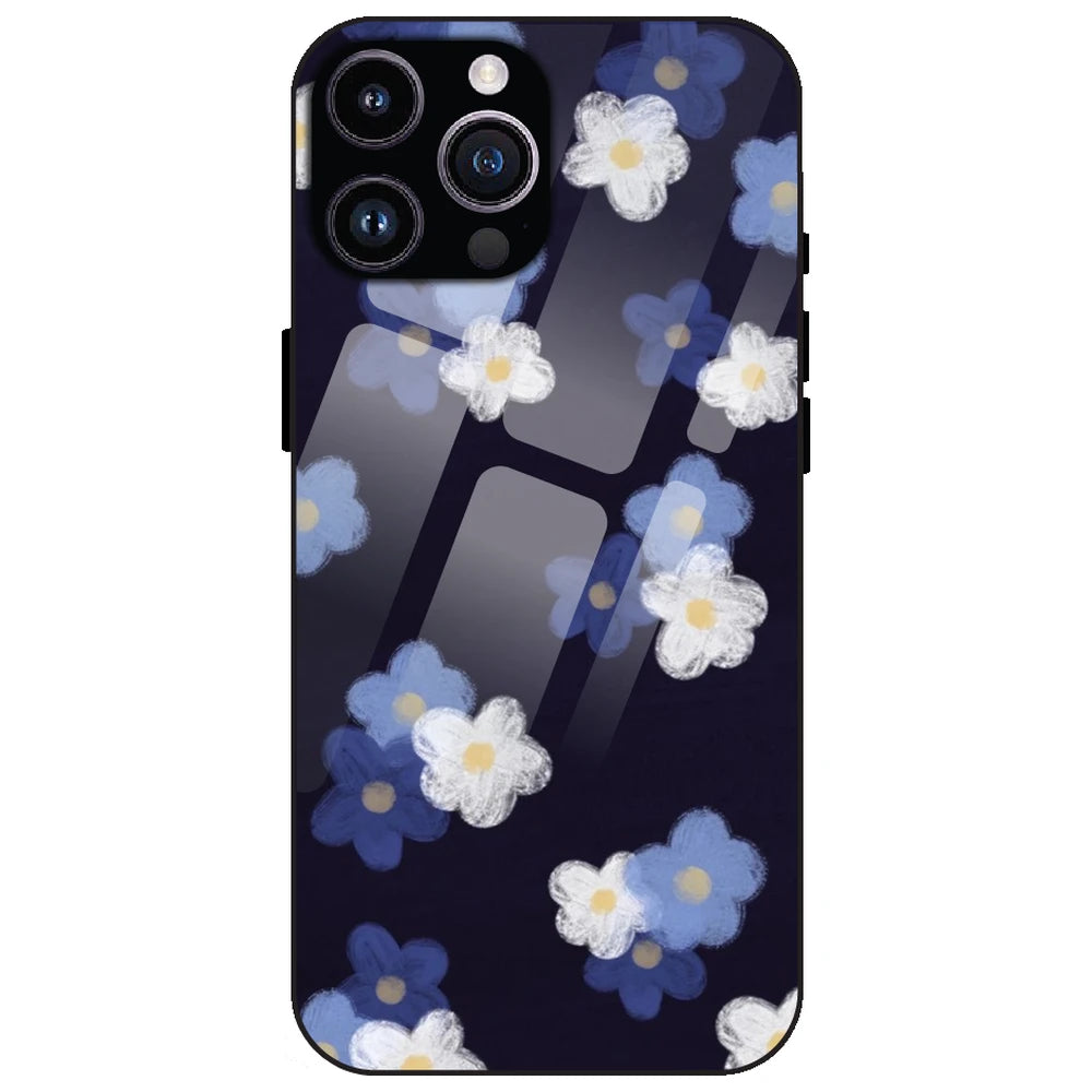 Blue & White Floral - Glass Case for Apple iPhone 14 Pro