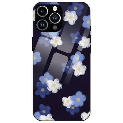 Blue & White Floral - Glass Case for Apple iPhone 14 Pro max
