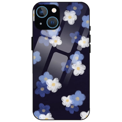 Blue & White Floral - Glass Case for Apple iPhone 15