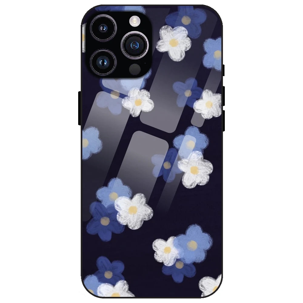 Blue & White Floral - Glass Case for Apple iPhone 15 Pro
