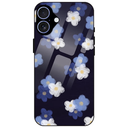 Blue & White Floral - Glass Case for Apple iPhone 16 Plus