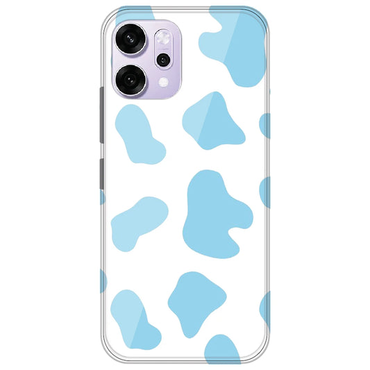 Blue Cow Print - Clear Printed Silicone Case for Oppo Reno 14 Pro