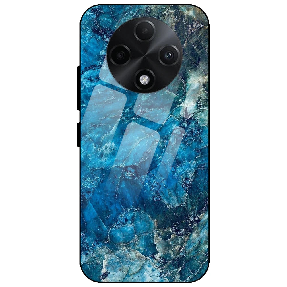 Blue Crystal Marble - Glass Case for Oppo F27 Pro