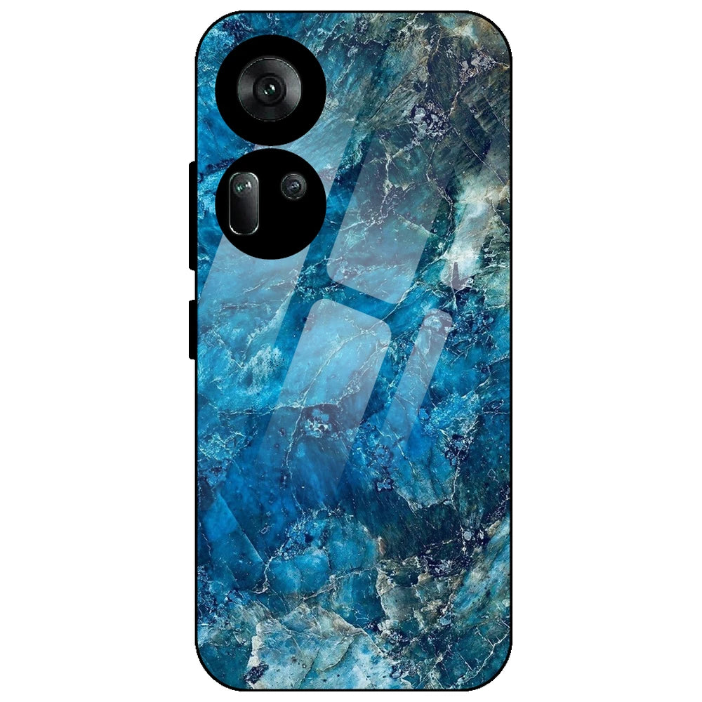 Blue Crystal Marble - Glass Case for Oppo Reno 11