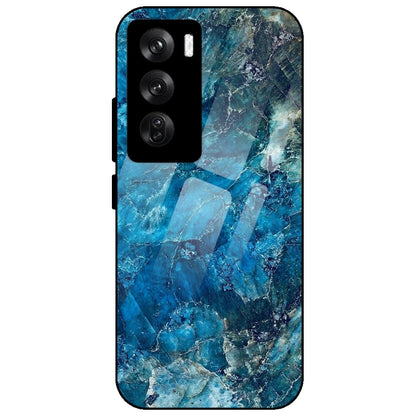 Blue Crystal Marble - Glass Case for Oppo Reno 12