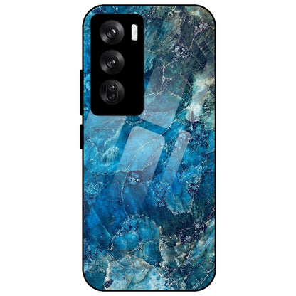 Blue Crystal Marble - Glass Case for Oppo Reno 12 Pro
