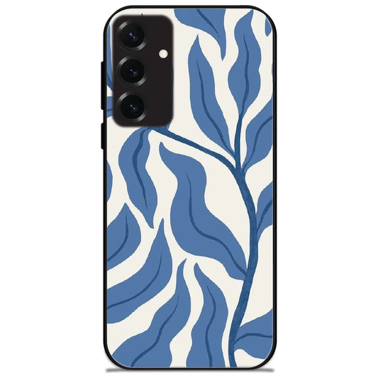 Blue Leaf Branch - Glossy Metal Silicone Case for Samsung Galaxy S25 Plus