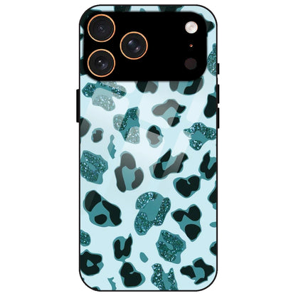 Blue Leopard Glitter Print - Glass Case for Apple iPhone 17 Pro Max
