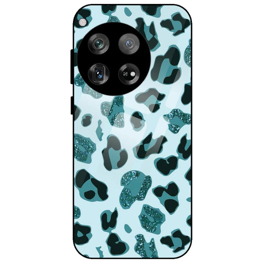Blue Leopard Glitter Print - Glass Case for OnePlus 12