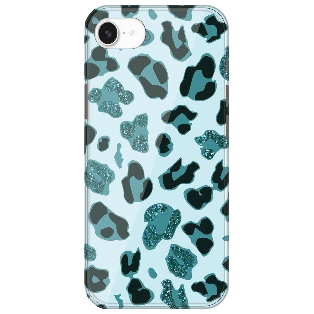 Blue Leopard Glitter Print - Printed Silicone Case for Apple iPhone 16e
