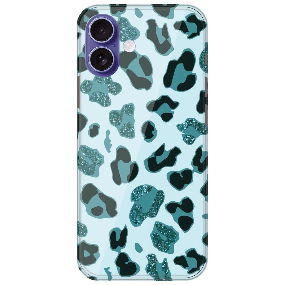 Blue Leopard Glitter Print - Printed Silicone Case for Apple iPhone 17