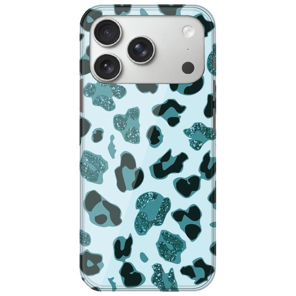Blue Leopard Glitter Print - Printed Silicone Case for Apple iPhone 17 Pro