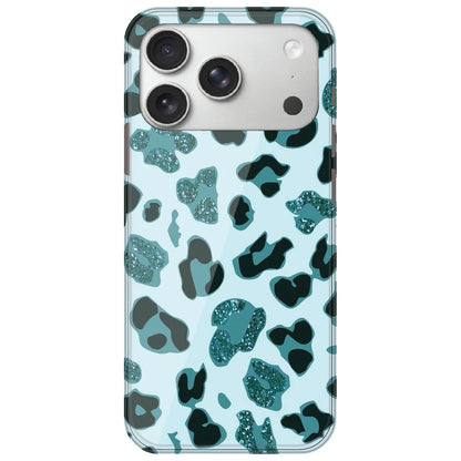 Blue Leopard Glitter Print - Printed Silicone Case for Apple iPhone 17 Pro