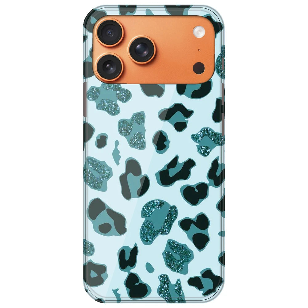 Blue Leopard Glitter Print - Printed Silicone Case for Apple iPhone 17 Pro Max