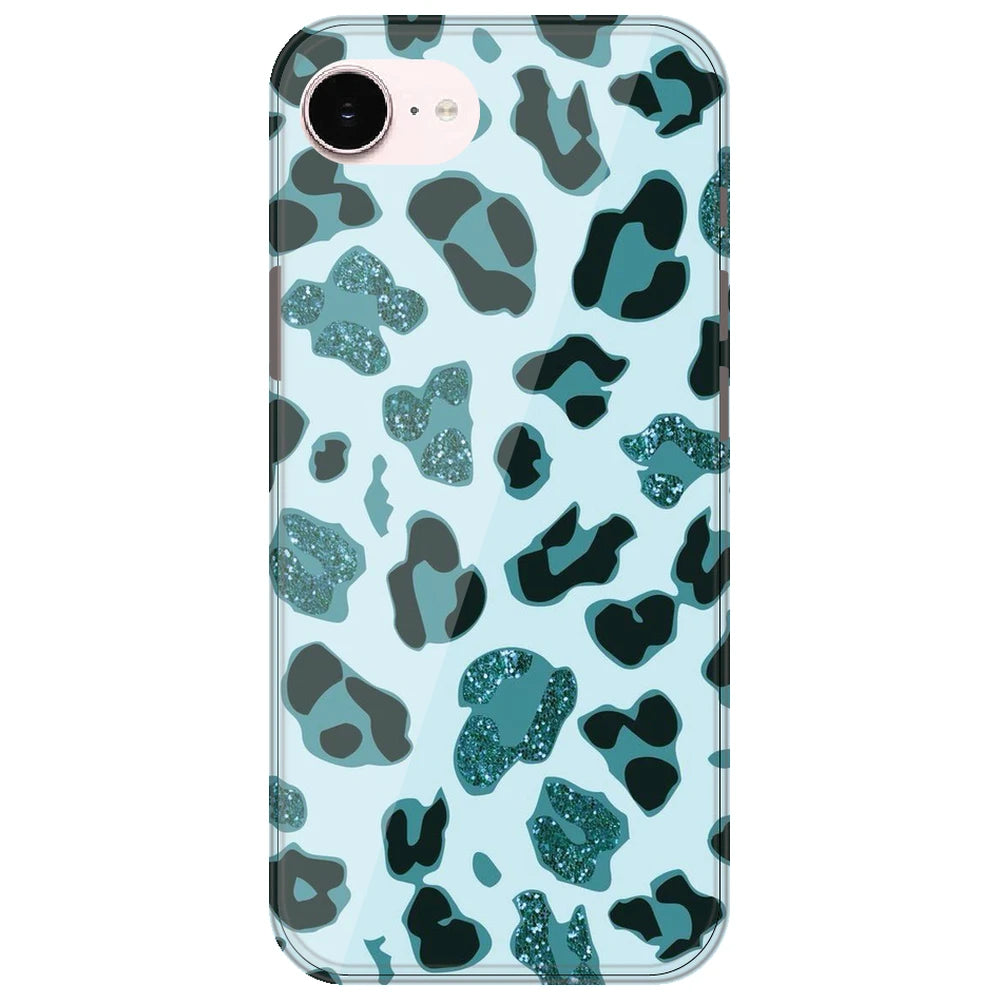 Blue Leopard Glitter Print - Printed Silicone Case for Apple iPhone 17e