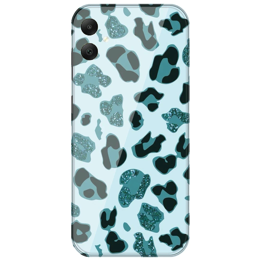 Blue Leopard Glitter Print - Printed Silicone Case for Samsung Galaxy A06