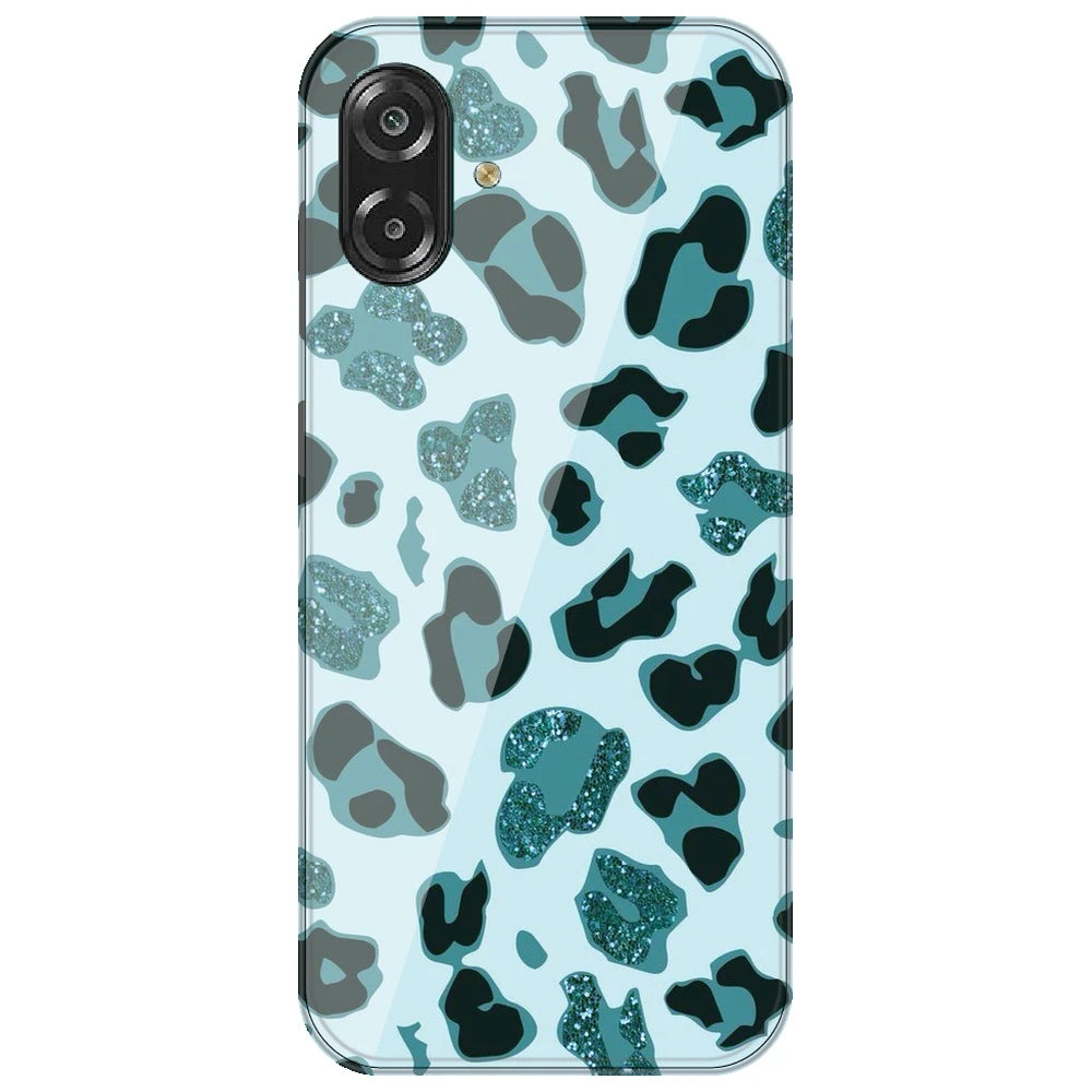 Blue Leopard Glitter Print - Printed Silicone Case for Samsung Galaxy A07 4G