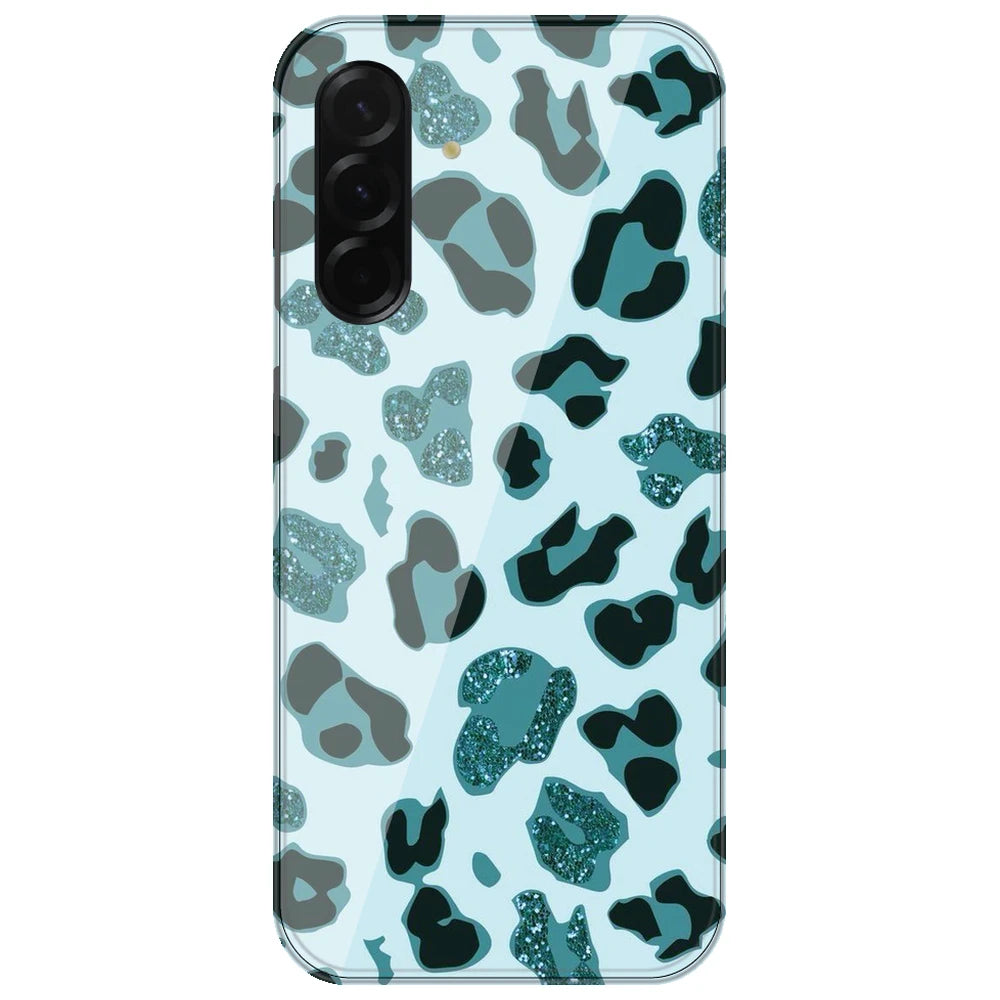 Blue Leopard Glitter Print - Printed Silicone Case for Samsung Galaxy A17