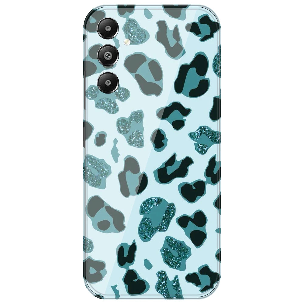 Blue Leopard Glitter Print - Printed Silicone Case for Samsung Galaxy A54 5G