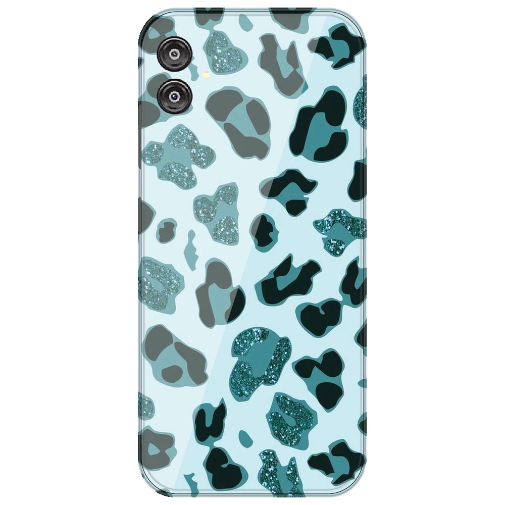 Blue Leopard Glitter Print - Printed Silicone Case for Samsung Galaxy F04
