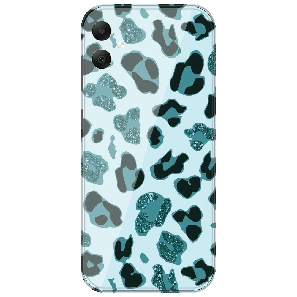 Blue Leopard Glitter Print - Printed Silicone Case for Samsung Galaxy F05