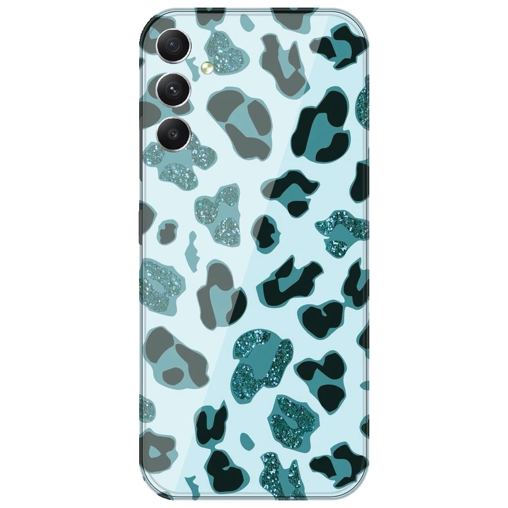 Blue Leopard Glitter Print - Printed Silicone Case for Samsung Galaxy F54 5G