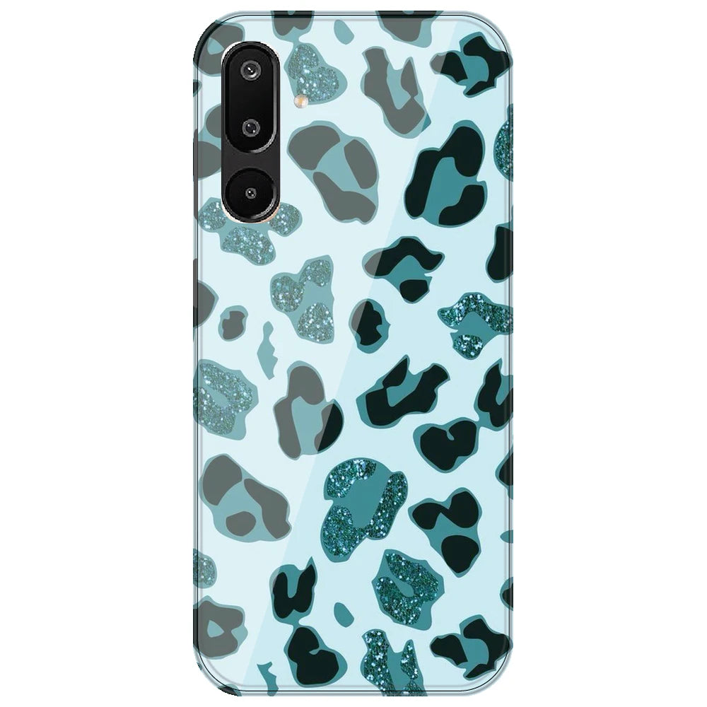 Blue Leopard Glitter Print - Printed Silicone Case for Samsung Galaxy M16