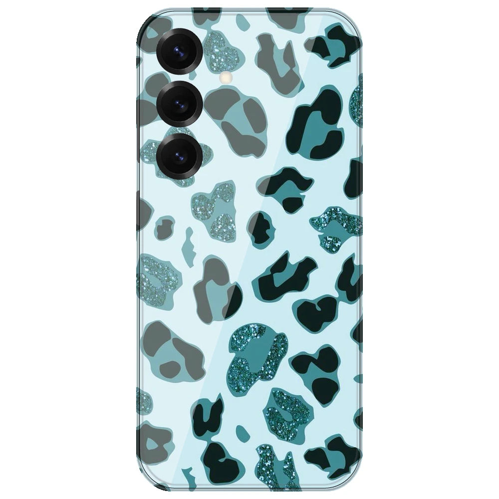 Blue Leopard Glitter Print - Printed Silicone Case for Samsung Galaxy S25 FE