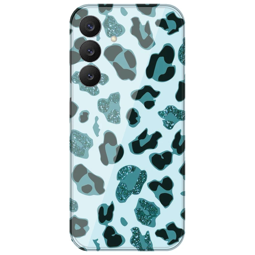 Blue Leopard Glitter Print - Printed Silicone Case for Samsung Galaxy S26