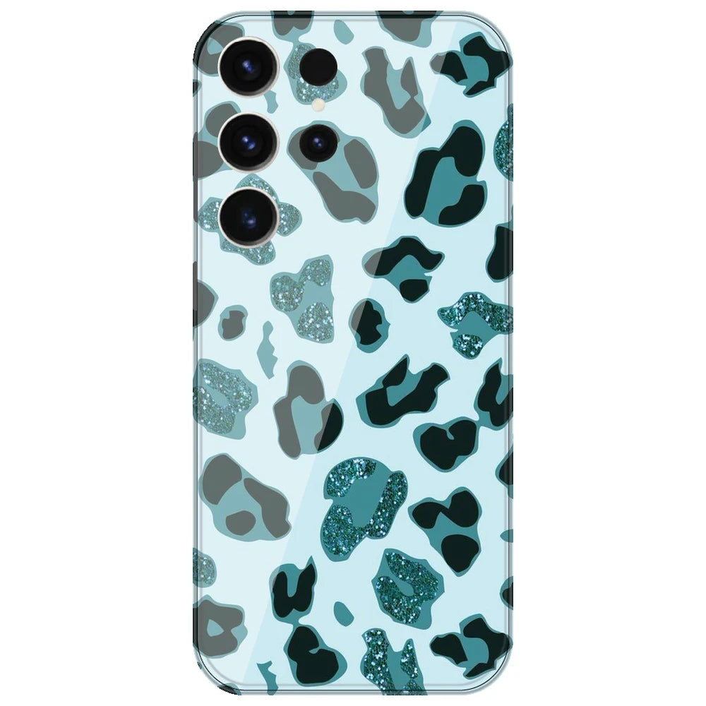 Blue Leopard Glitter Print - Printed Silicone Case for Samsung Galaxy S26 Ultra