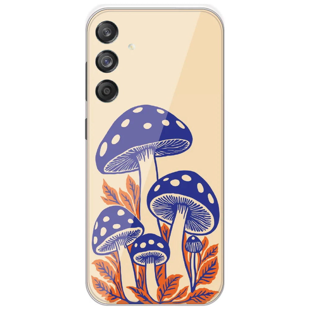 Blue Mushroom Print - Printed Silicone Case for Samsung Galaxy M55 5G