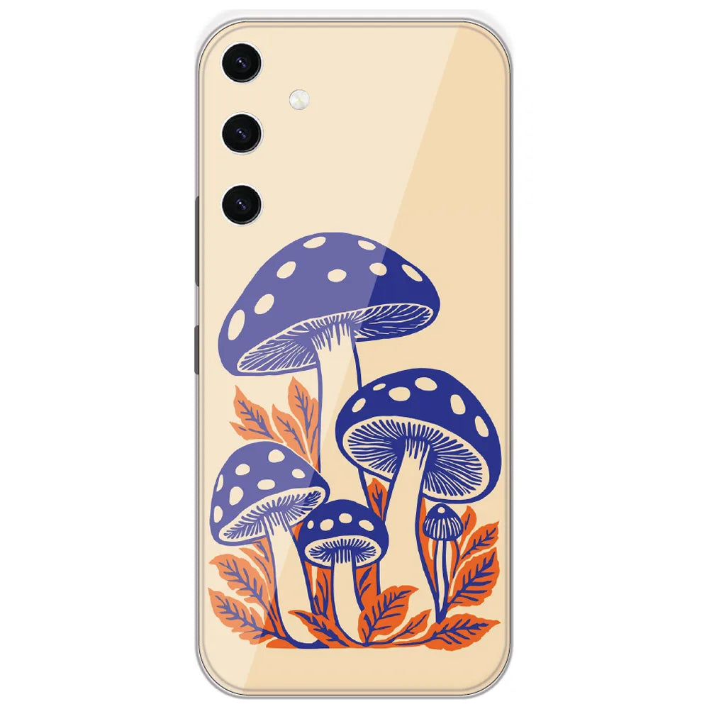 Blue Mushroom Print - Printed Silicone Case for Samsung Galaxy S23 Plus 5G