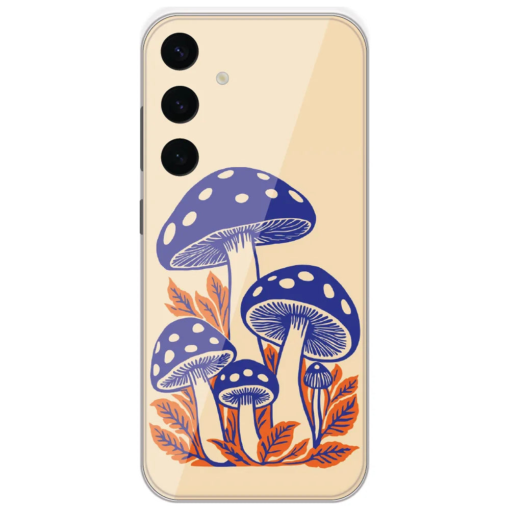 Blue Mushroom Print - Printed Silicone Case for Samsung Galaxy S24 Plus