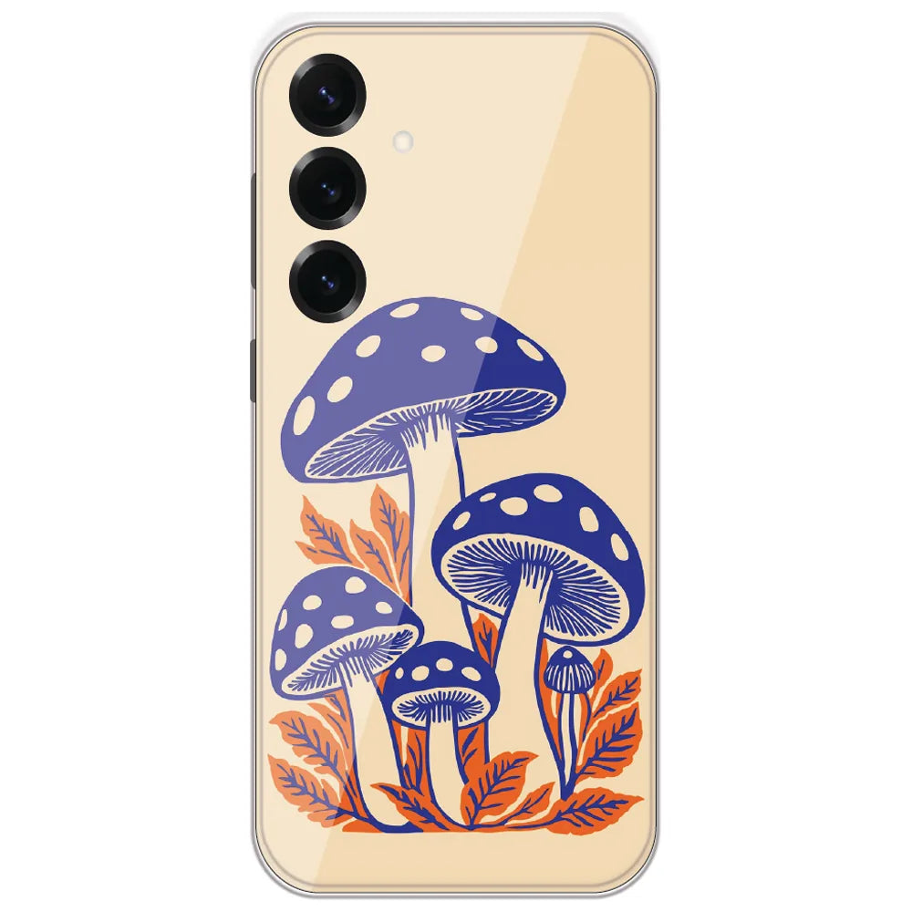 Blue Mushroom Print - Printed Silicone Case for Samsung Galaxy S25 Plus