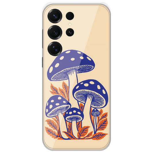 Blue Mushroom Print - Printed Silicone Case for Samsung Galaxy S25 Ultra