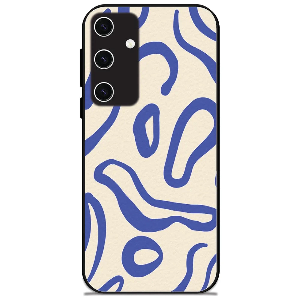Blue Squiggle Pattern - Glossy Metal Silicone Case for Samsung Galaxy S23 Plus 5G