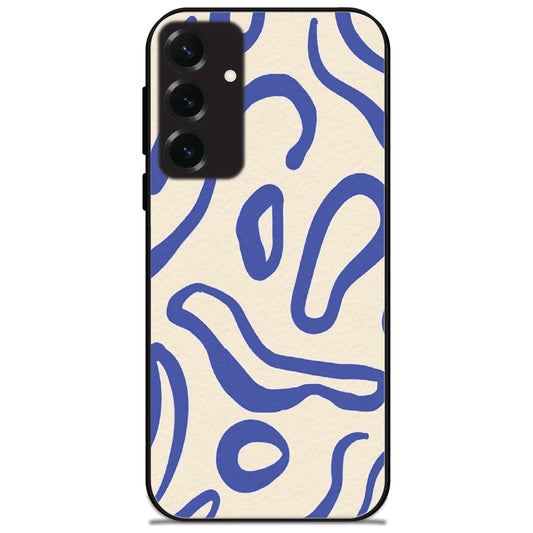 Blue Squiggle Pattern - Glossy Metal Silicone Case for Samsung Galaxy S25 Plus